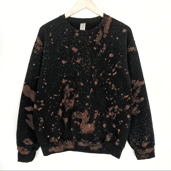 NEW Black Bleached Sweatshirt S-5X oversized top - Picture 4 of 5